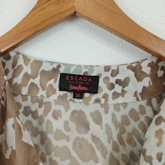 Escada Blouse Size Small Neiman Marcus 100% Silk Ruffle Career Work Art To Wear - Picture 5 of 13